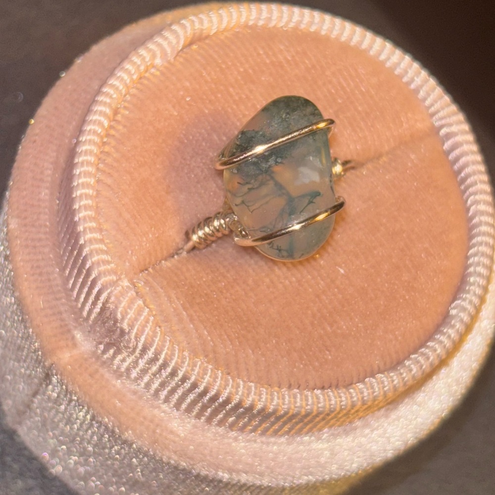 Moss Agate wire wrapped ring